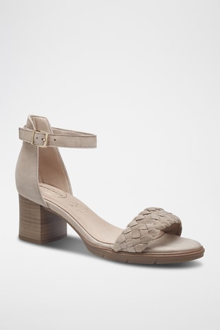 Sandales à talons en nubuck - Beige