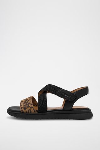 Sandales en cuir - Camel et noir