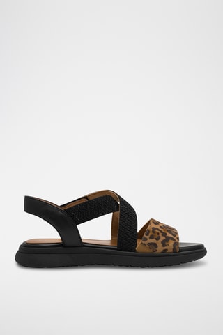 Sandales en cuir - Camel et noir
