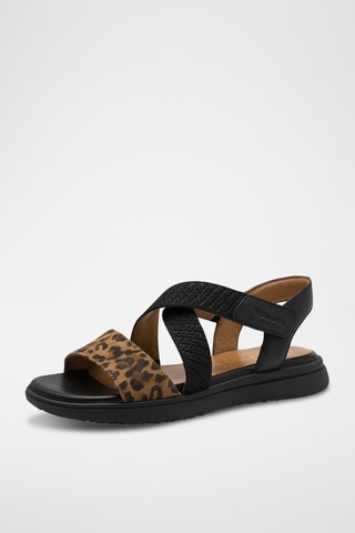 Sandales en cuir - Camel et noir
