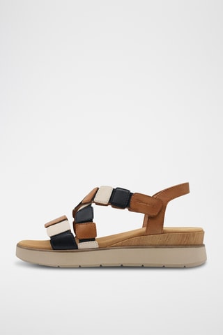 Sandales compensées en cuir - Marron