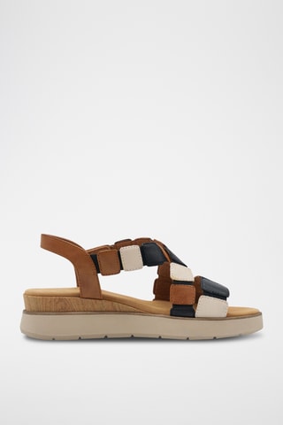 Sandales compensées en cuir - Marron