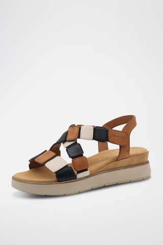 Sandales compensées en cuir - Marron