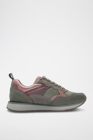 Baskets en nubuck - Gris et saumon