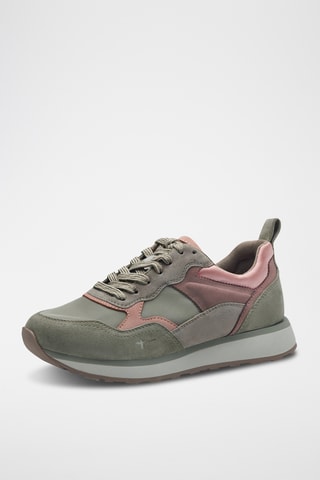 Baskets en nubuck - Gris et saumon