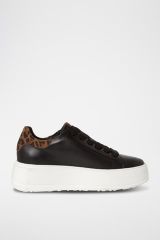 Baskets plateformes en cuir - Marron foncé et marron clair