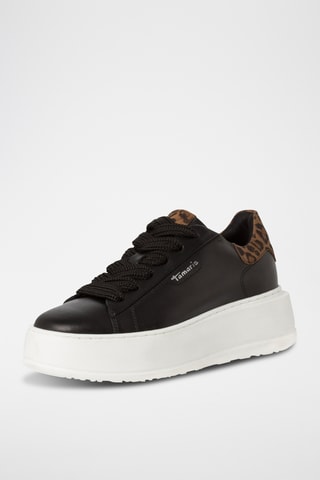 Baskets plateformes en cuir - Marron foncé et marron clair