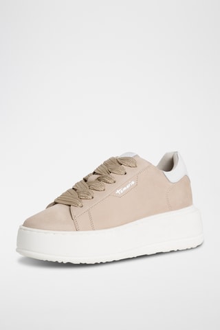 Baskets plateformes en cuir - Rose clair