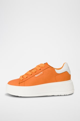 Baskets plateformes en cuir - Orange