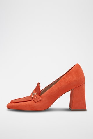 Mocassins à talons en nubuck - Orange
