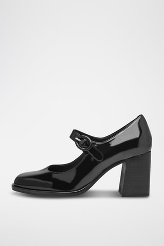 Babies à talons en cuir verni - Noir