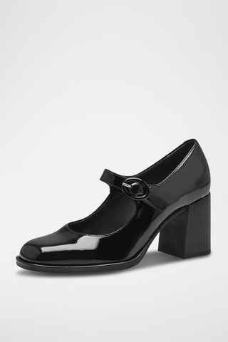 Babies à talons en cuir verni - Noir