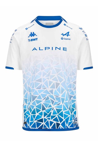 Camiseta de Fórmula 1 Pierre Gasly et Esteban Ocon BWT Alpine F1 Team Kombat 2024 Barcelona - Blanco, azul y gris