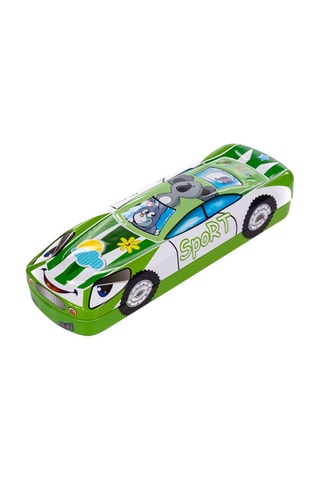 Astuccio metallico Auto da corsa  - Bianco e verde