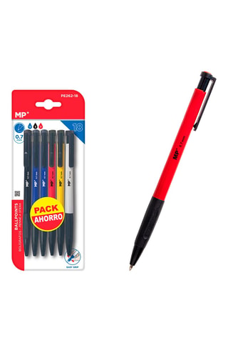 18 penne a sfera - Inchiostro blu, rosso e nero