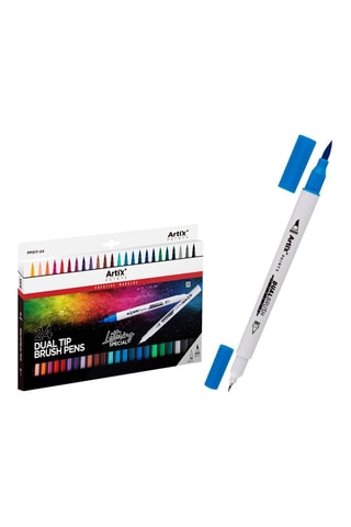 24 brush pen a doppia punta - Multicolore