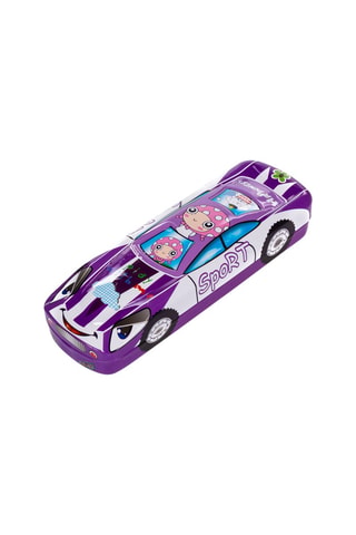 Astuccio metallico Auto da corsa - Bianco e viola