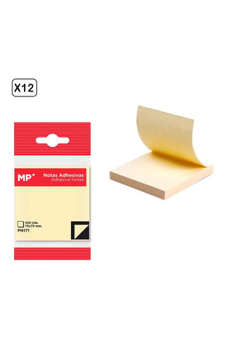 12 bloc-notes adesivi - Giallo - 75 x 75 mm