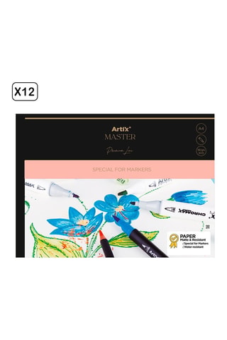 12 blocchi di carta per marker - 30 fogli - Bianco - 290 x 210 mm