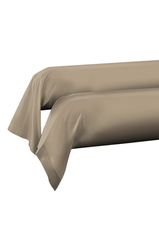 2 fundas de almohada de algodón - 57 hilos/cm² - Beige