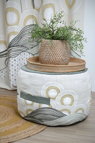 Puf Yuki - Blanco y verde - 40 x 30 cm