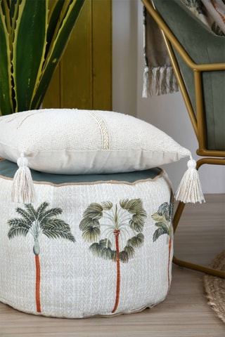 Puf Casablanca - Blanco y verde - 40 x 30 cm