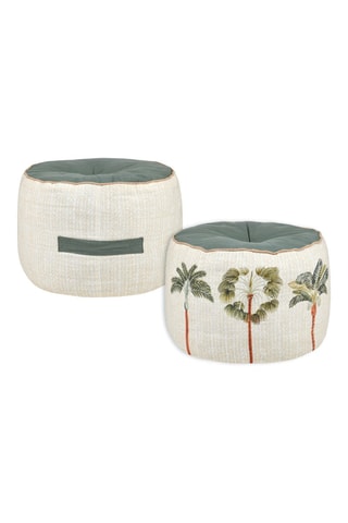 Puf Casablanca - Blanco y verde - 40 x 30 cm