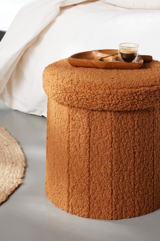 Taburete con arcón plegable - Caramelo - Tejido de rizo