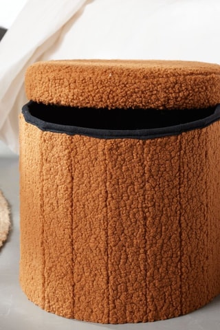 Taburete con arcón plegable - Caramelo - Tejido de rizo