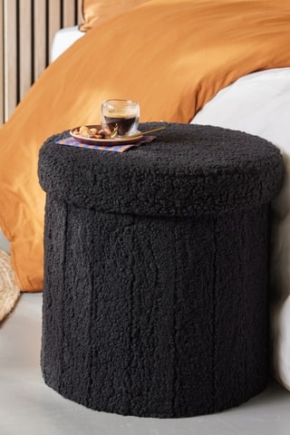 Taburete con arcón plegable - Regaliz - Tejido de rizo