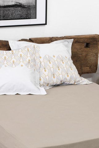 3 sábanas bajeras de algodón 57 hilos/cm² - Blanco y beige