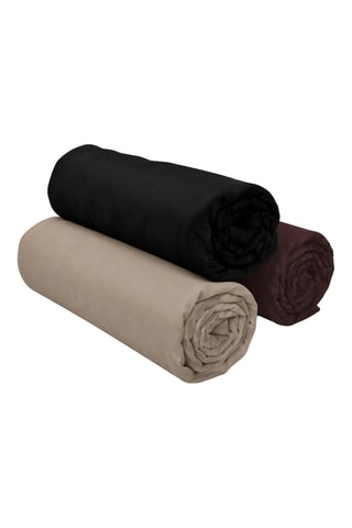 3 sábanas bajeras de algodón 57 hilos/cm² - Negro, beige y marrón