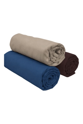 3 sábanas bajeras de algodón 57 hilos/cm² - Azul y beige