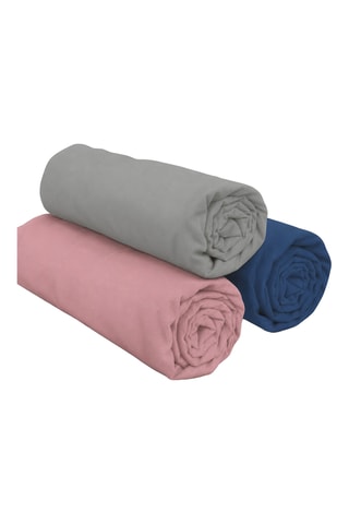 3 sábanas bajeras de algodón 57 hilos/cm² - Azul y rosa