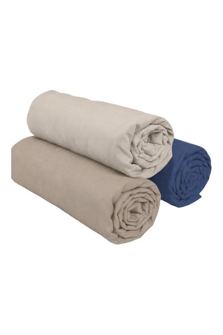 3 sábanas bajeras de algodón 57 hilos/cm² - Beige y azul