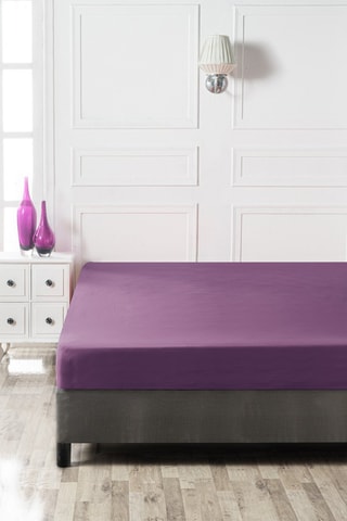 Sábana bajera de algodón 61 hilos/cm² - Violeta