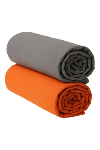 2 sábanas bajeras de percal de algodón 80 hilos/cm² - Naranja y gris