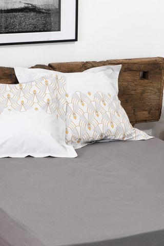 2 sábanas bajeras de percal de algodón 80 hilos/cm² - Naranja y gris