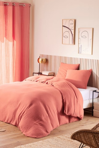 Juego de nórdico de gasa de algodón 240 x 220 cm + 2 fundas de almohada 65 x 65 cm Blush