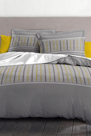 Juego de nórdico de algodón - 57 hilos/cm² Nat - Gris y amarillo