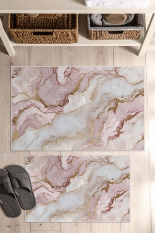 2 alfombras de baño - Rosa - 50 x 60/60 x 100 cm