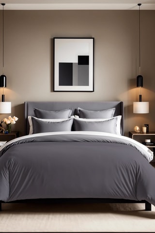 Funda nórdica de algodón reforzado 155 hilos/cm² Tonne Grise - Gris oscuro