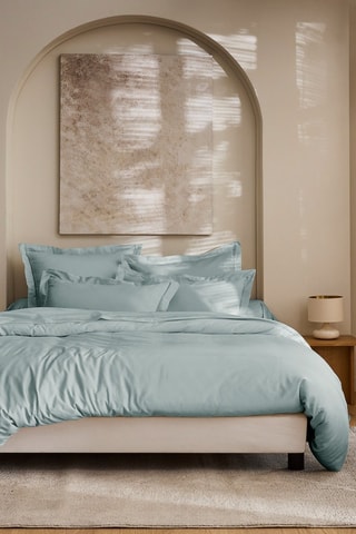 Funda de almohada de satén de algodón 120 hilos/cm² Prestige - Aguamarina -