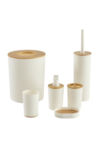 Conjunto de accesorios de baño de bambú - 6 piezas