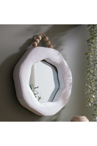 Espejo de madera de paulonia - 31 x 5 x 31 cm - Blanco