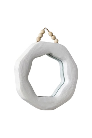 Espejo de madera de paulonia - 31 x 5 x 31 cm - Blanco