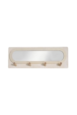Specchio ingresso con attaccapanni in legno Simplicity - 70 x 25 x 7 cm - Neutro