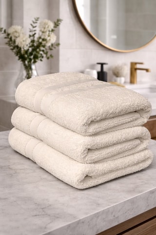 3 toallas de mano - Beige claro - 50 x 100 cm