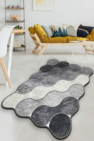 Alfombra de baño - Gris claro y antracita - 70 x 120 cm