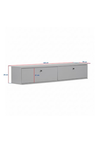 Meuble TV murale 2 abattants - 140 x 25 x 25 cm